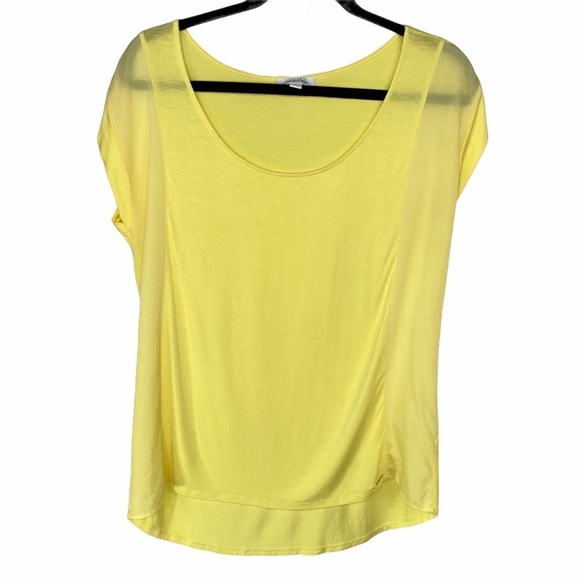 Calvin Klein Yellow Cap Sleeve Scoop Neck Top - Picture 1 of 10